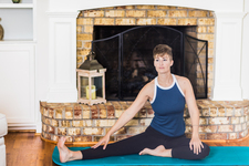 A young lady working out at home